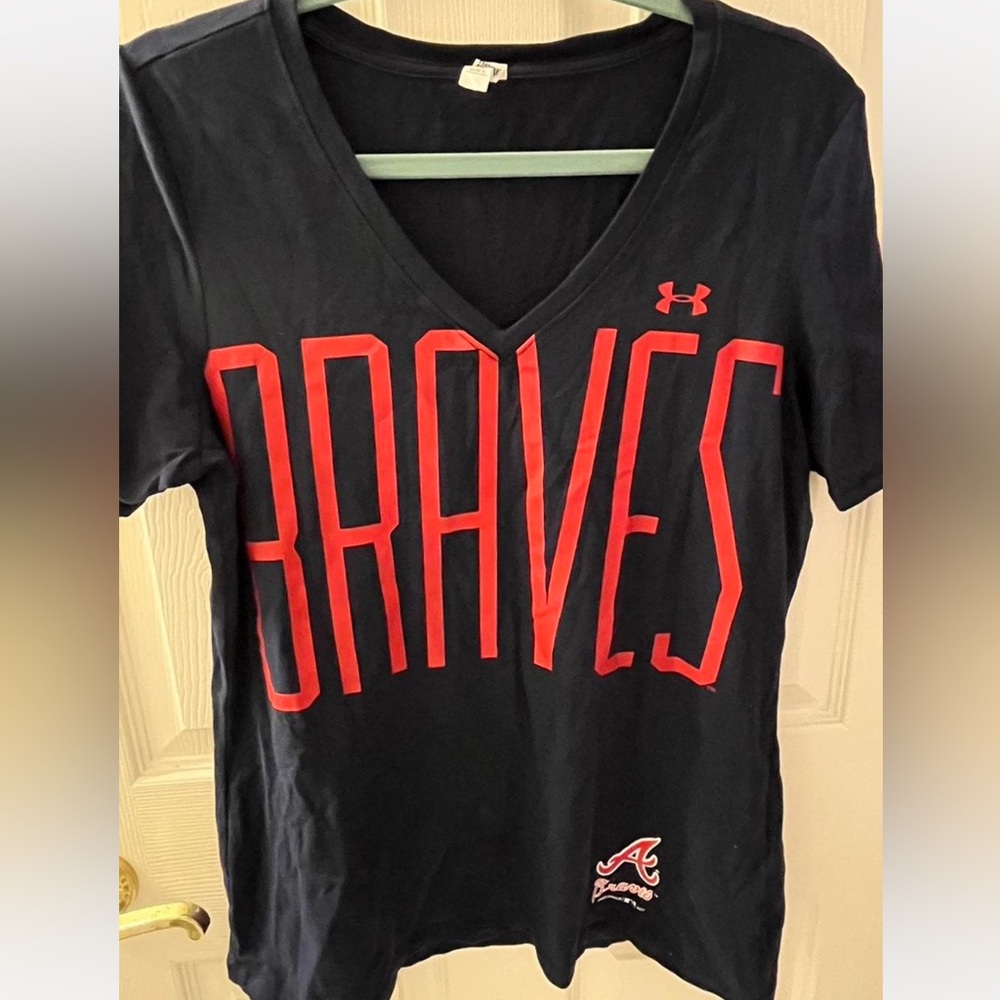 Under Armour Navy Tee with Red Braves Logo